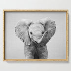Baby Elephant - Black & White Serving Tray Gallery Image 1
