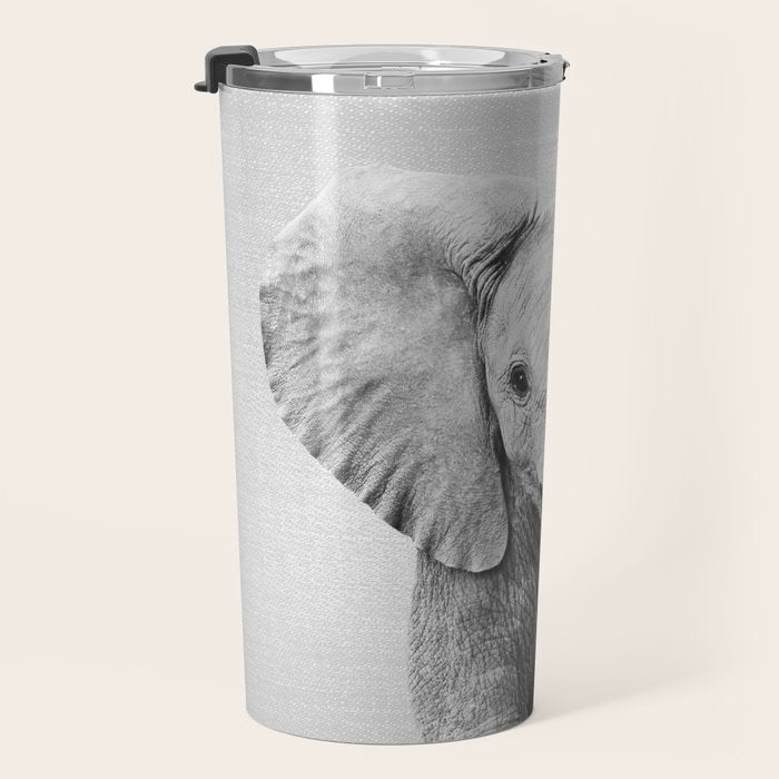 Baby Elephant - Black & White Travel Mug Gallery Image 3
