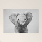 Baby Elephant - Black & White Welcome Mat Gallery Image 1