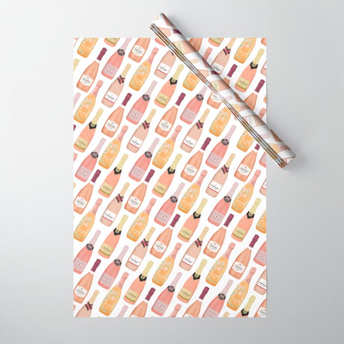Rose Champagne Bottles Wrapping Paper Gallery Image 1