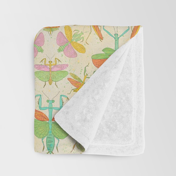 Whimsical Praying Mantis Retro Colors  Throw Blanket Gallery Image 3