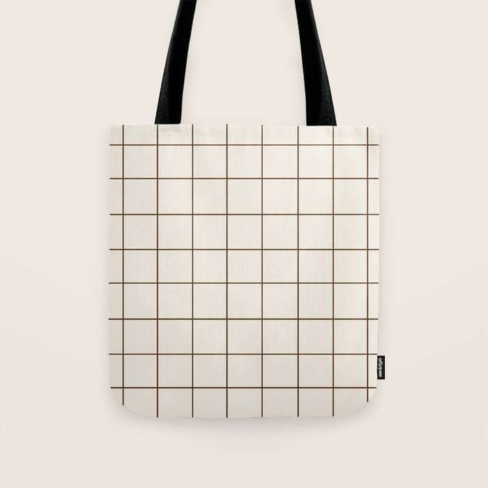 Grid (Cream/Chocolate) Tote Bag Gallery Image 1