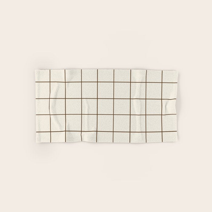 Grid (Cream/Chocolate) Bath Towel Gallery Image 1