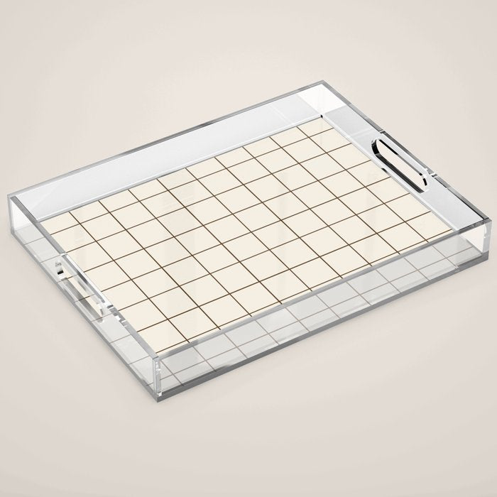 Grid (Cream/Chocolate) Acrylic Tray Gallery Image 1