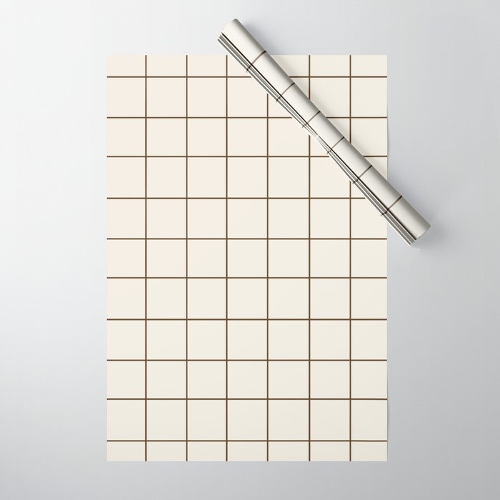 Grid (Cream/Chocolate) Wrapping Paper Gallery Image 1