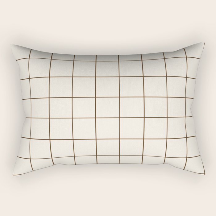 Grid (Cream/Chocolate) Rectangular Pillow Gallery Image 1