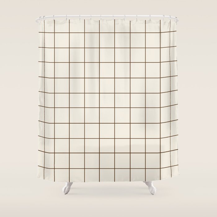 Grid (Cream/Chocolate) Shower Curtain Gallery Image 1