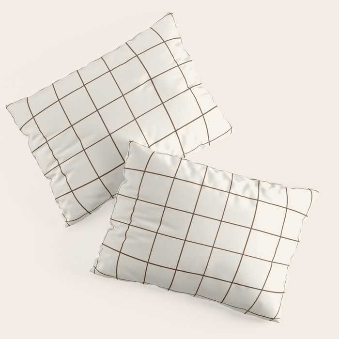 Grid (Cream/Chocolate) Pillow Sham Gallery Image 1