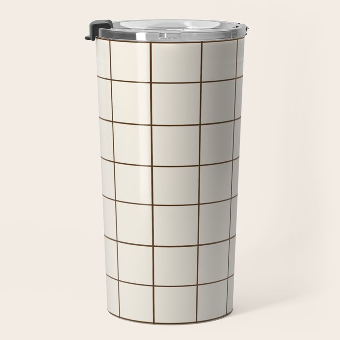 Grid (Cream/Chocolate) Travel Mug Gallery Image 3