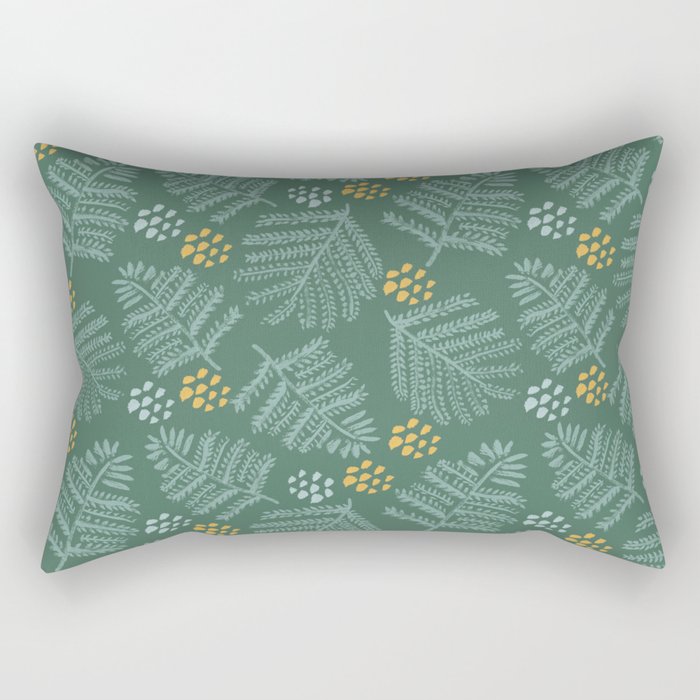 Winter & Woodsy Pine Trees in Forest Green Rectangular Pillow Gallery Image 2