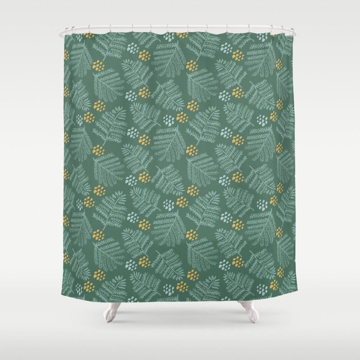 Winter & Woodsy Pine Trees in Forest Green Shower Curtain Gallery Image 1