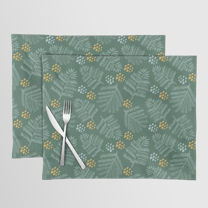 Winter & Woodsy Pine Trees in Forest Green Placemat Gallery Image 1
