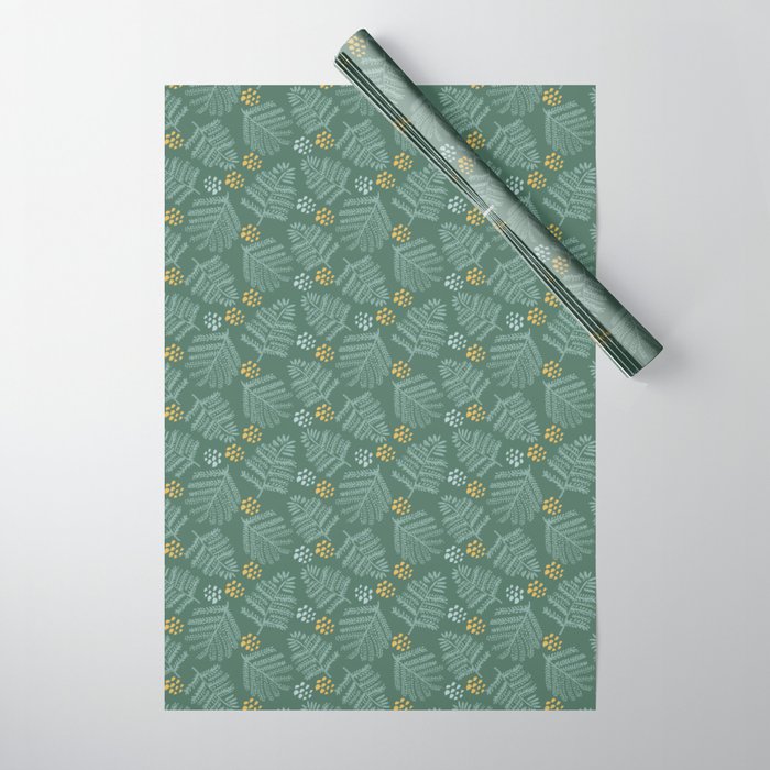 Winter & Woodsy Pine Trees in Forest Green Wrapping Paper Gallery Image 1