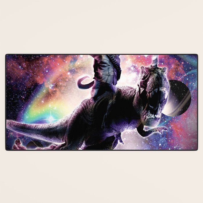 Galaxy Cat On Dinosaur Unicorn In Space Desk Mat Gallery Image 3