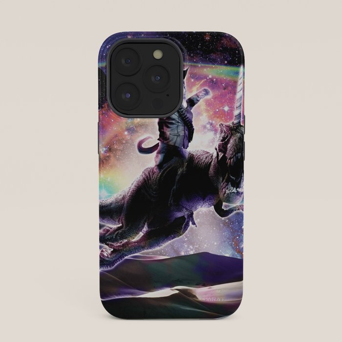 Galaxy Cat On Dinosaur Unicorn In Space iPhone Case Gallery Image 35