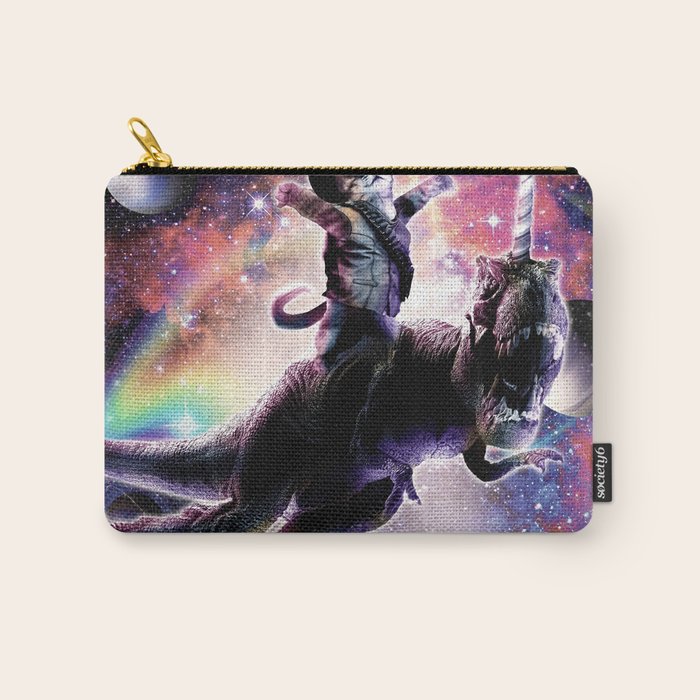 Galaxy Cat On Dinosaur Unicorn In Space Carry All Pouch Gallery Image 1