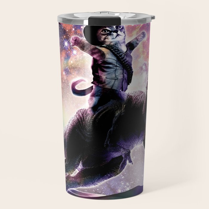 Galaxy Cat On Dinosaur Unicorn In Space Travel Mug Gallery Image 1