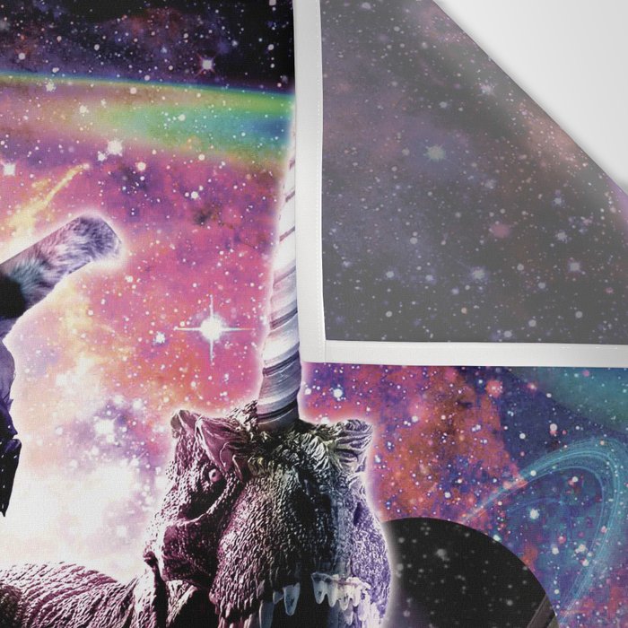 Galaxy Cat On Dinosaur Unicorn In Space Wall Tapestry Gallery Image 3