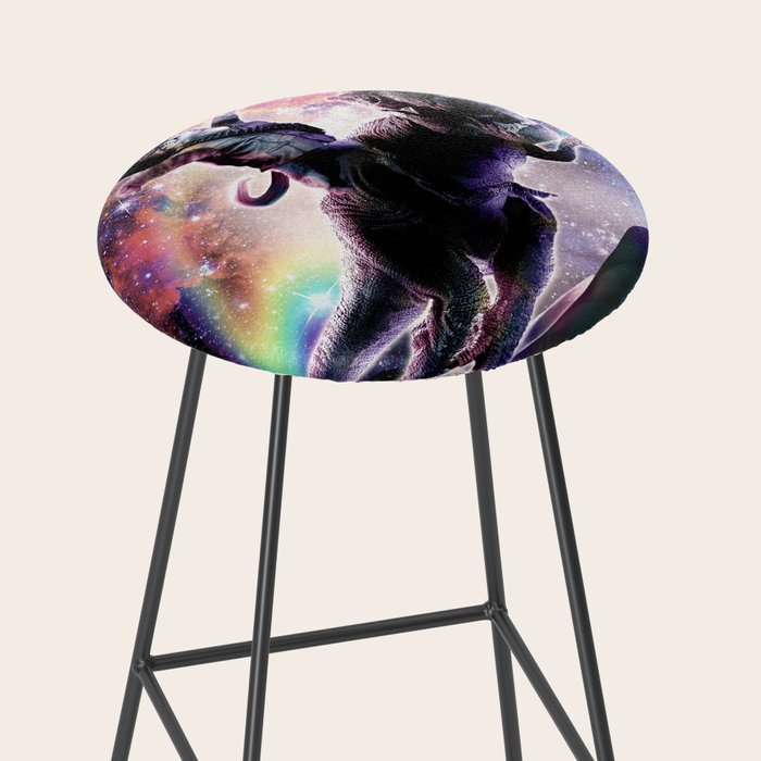 Galaxy Cat On Dinosaur Unicorn In Space Stool Gallery Image 2