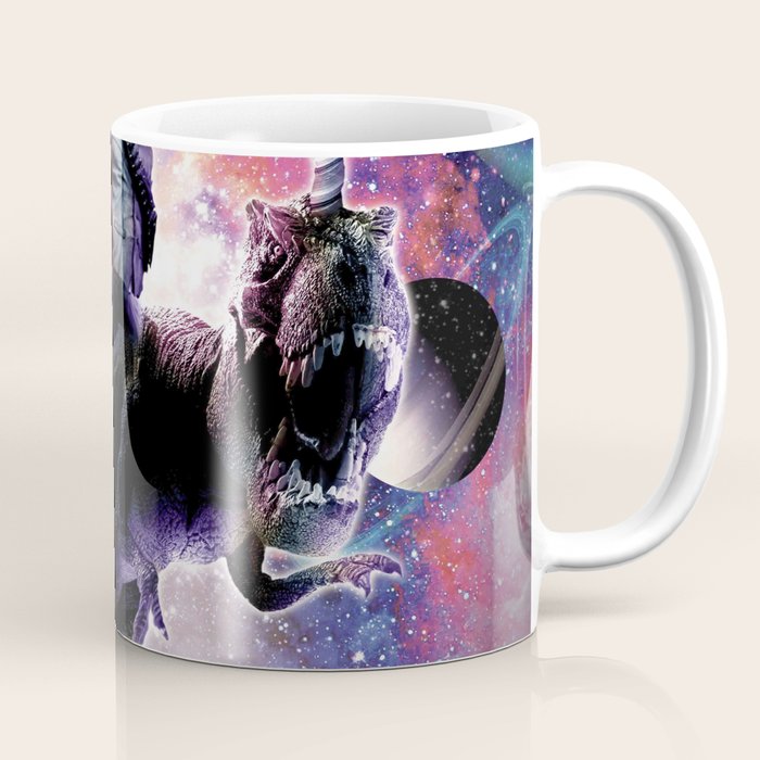 Galaxy Cat On Dinosaur Unicorn In Space Coffee Mug Gallery Image 1
