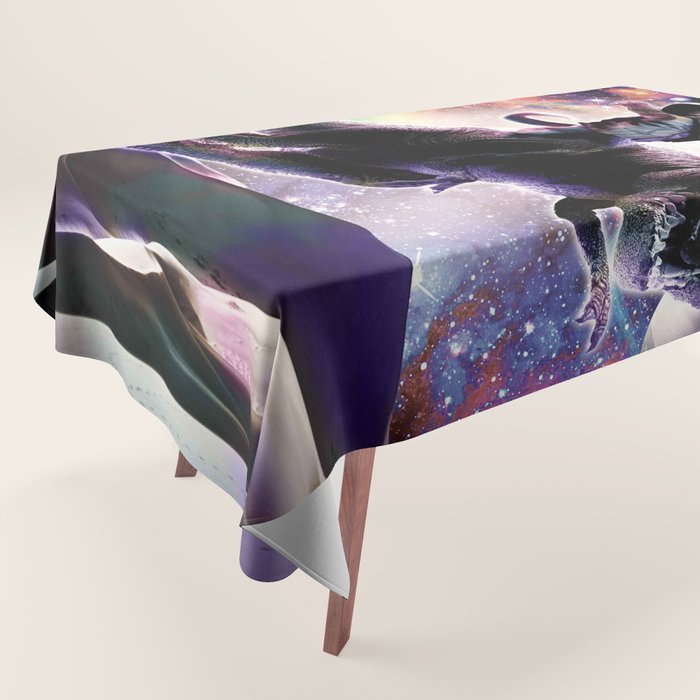 Galaxy Cat On Dinosaur Unicorn In Space Tablecloth Gallery Image 1