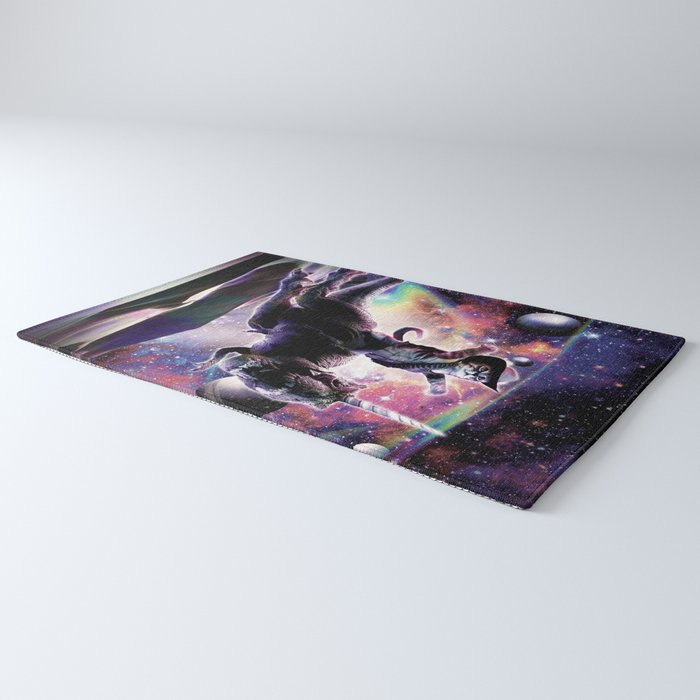 Galaxy Cat On Dinosaur Unicorn In Space Rug Gallery Image 3