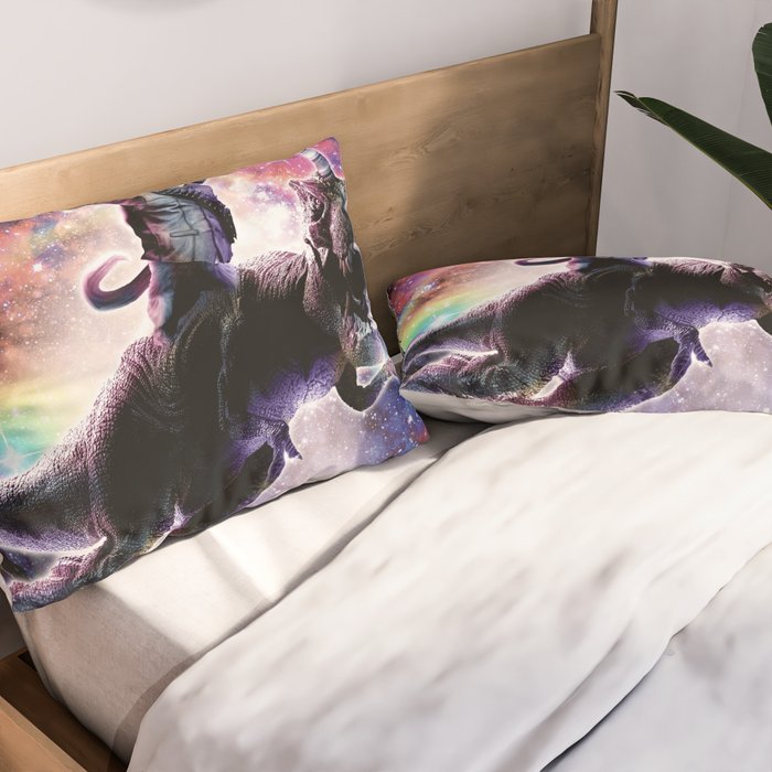 Galaxy Cat On Dinosaur Unicorn In Space Pillow Sham Gallery Image 2