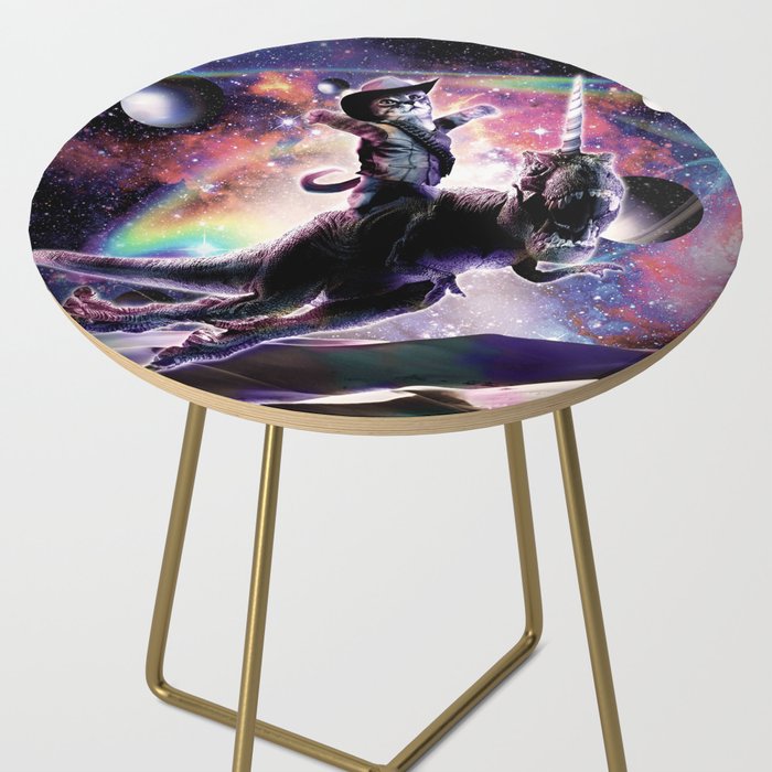 Galaxy Cat On Dinosaur Unicorn In Space Side Table Gallery Image 2