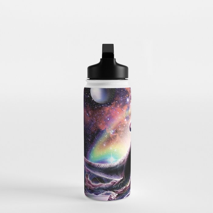 Galaxy Cat On Dinosaur Unicorn In Space Water Bottle Gallery Image 3
