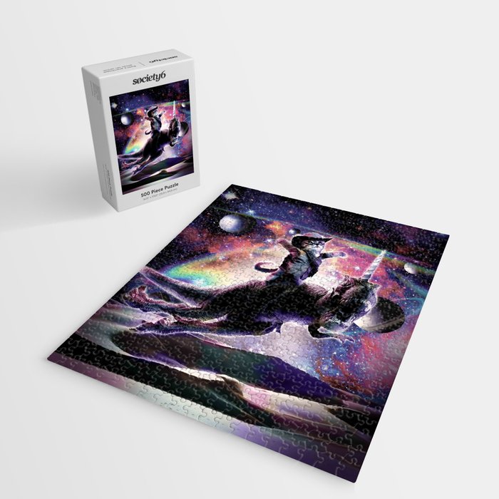 Galaxy Cat On Dinosaur Unicorn In Space Jigsaw Puzzle Gallery Image 2