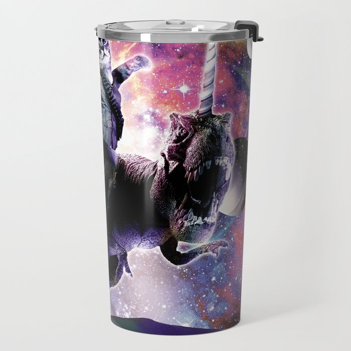 Galaxy Cat On Dinosaur Unicorn In Space Travel Mug Gallery Image 2