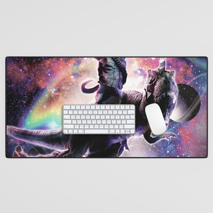 Galaxy Cat On Dinosaur Unicorn In Space Desk Mat Gallery Image 1