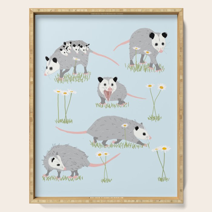 Opossums and Daisies Serving Tray Gallery Image 1
