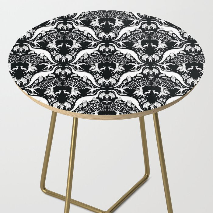 Black & White Cryptid Damask Side Table Gallery Image 2