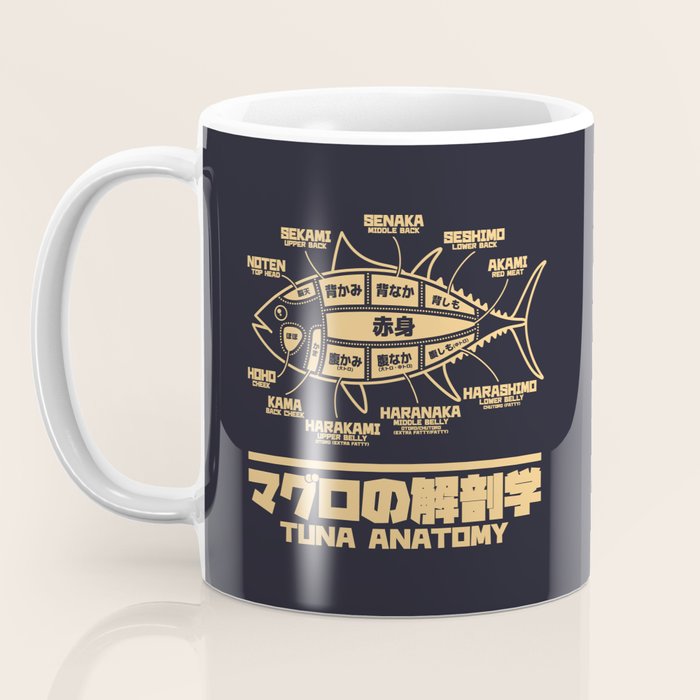 Tuna Anatomy Japanese Maguro Sushi - Black Sand Coffee Mug Gallery Image 3