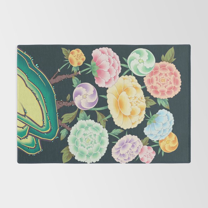 Minhwa(Korean traditional/folk art): Peony Flowers and Rock Rug Gallery Image 2