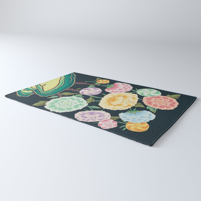 Minhwa(Korean traditional/folk art): Peony Flowers and Rock Rug Gallery Image 3