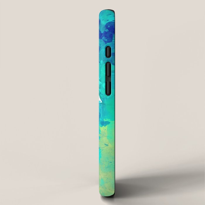 Teal yellow hand painted watercolor wolf iPhone Case Gallery Image 2