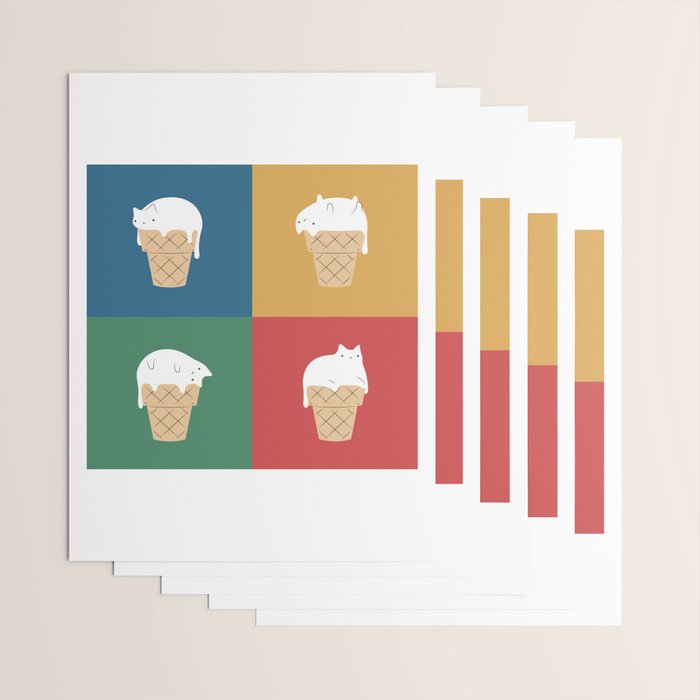 Cat Ice Cream 2x2 Wrapping Paper Gallery Image 3