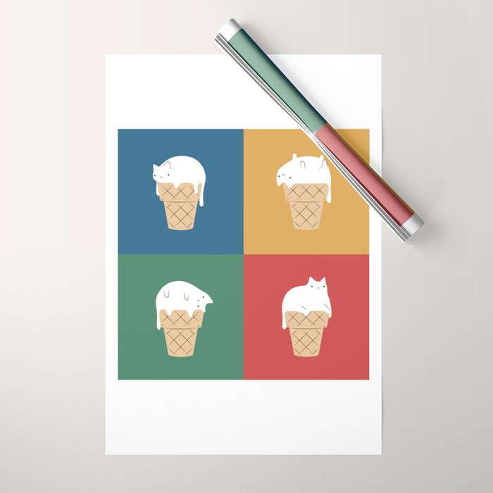 Cat Ice Cream 2x2 Wrapping Paper Gallery Image 1