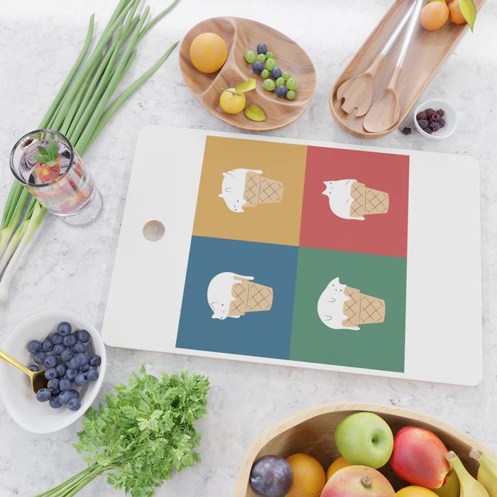 Cat Ice Cream 2x2 Cutting Board Gallery Image 2