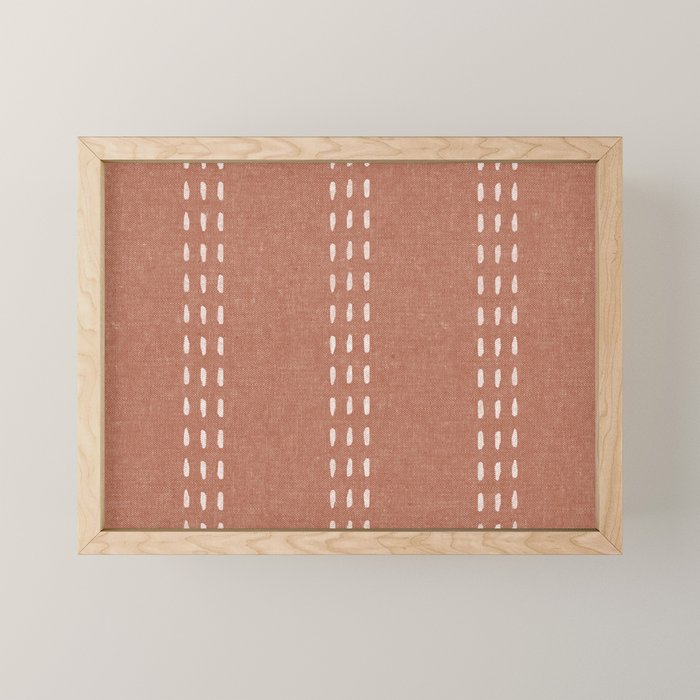 boho vertical stitch - terracotta Mini Art Print Gallery Image 1