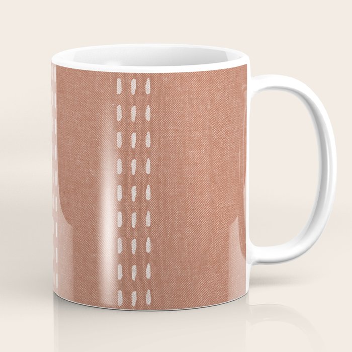 boho vertical stitch - terracotta Coffee Mug Gallery Image 1