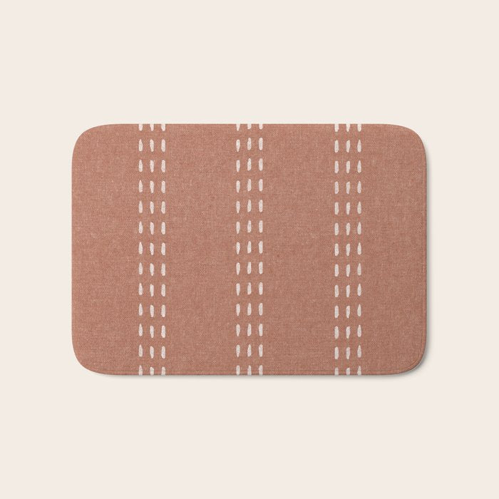 boho vertical stitch - terracotta Bath Mat Gallery Image 1