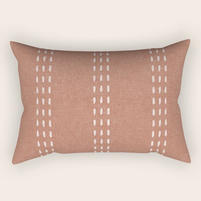 boho vertical stitch - terracotta Rectangular Pillow Gallery Image 1
