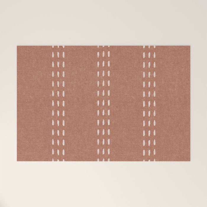 boho vertical stitch - terracotta Welcome Mat Gallery Image 1