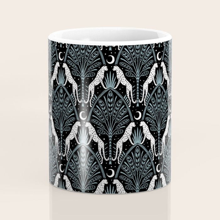 Night Cheetahs - black, white, and blue Coffee Mug Gallery Image 4