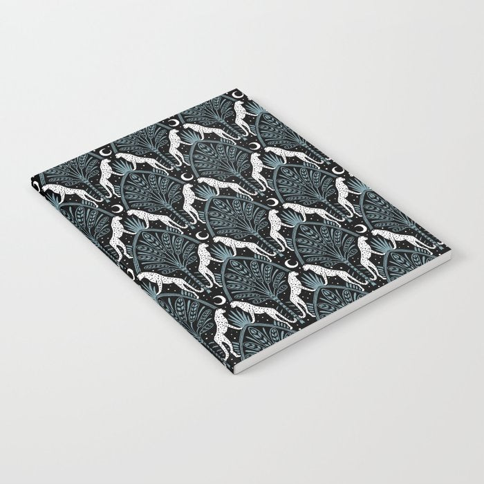 Night Cheetahs - black, white, and blue Notebook Gallery Image 2