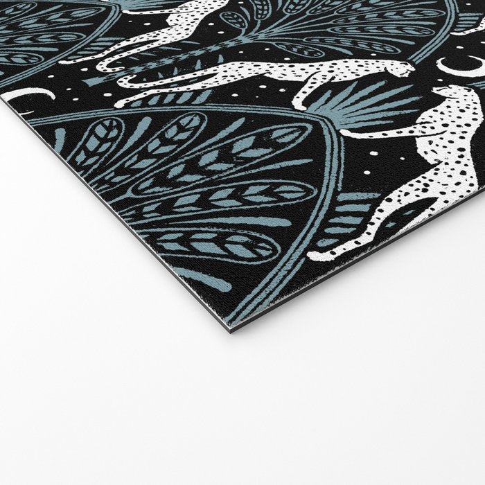 Night Cheetahs - black, white, and blue Welcome Mat Gallery Image 2