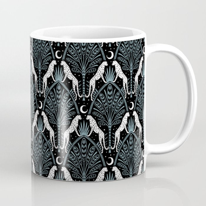 Night Cheetahs - black, white, and blue Coffee Mug Gallery Image 1